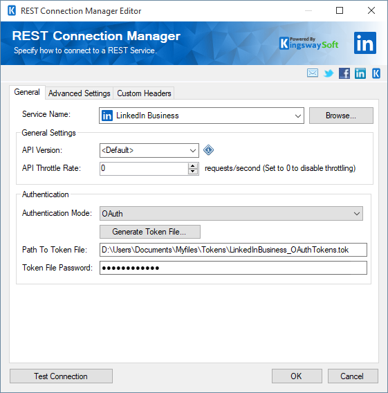 SSIS REST LinkedIn Business Connection Manager